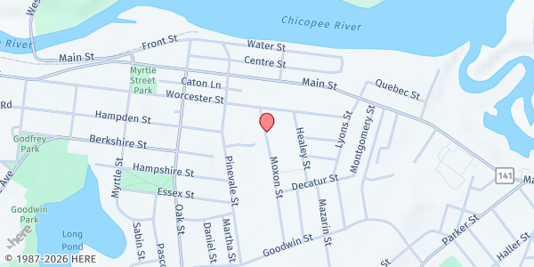 Map showing Springfield Housing Authority Mobile Food Bank at 29 Moxon Street, Indian Orchard, MA