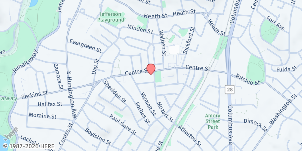 Map showing CWS/United Baptist Church at 322 Centre Street, Jamaica Plain, MA
