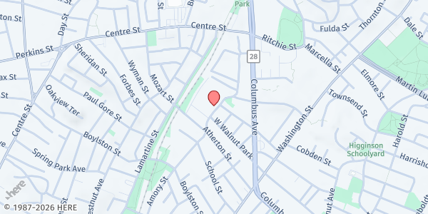 Map showing Ethos - Amory Street Café at 125 Amory Street, Jamaica Plain, MA