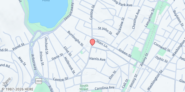 Map showing Jamaica Plain Community Fridge at 672 Centre Street, Jamaica Plain, MA