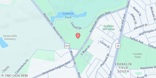 Map showing Pine Street Inn Shattuck Shelter at 170 Morton Street, Jamaica Plain, MA