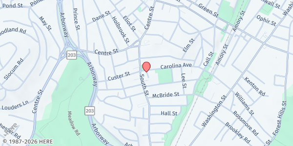 Map showing YMCA Boston Mobile @ Margarita Muniz Academy at 9 Carolina Avenue, Jamaica Plain, MA