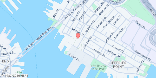 Map showing Ethos East Boston Heritage Apt. at 209 Sumner Street, Jeffries Point, MA