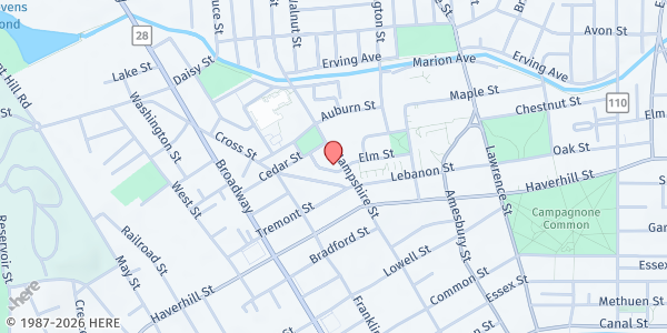 Map showing St. Martha's Food Pantry at 242 Hampshire St, Lawrence, MA