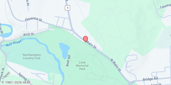 Map showing Soldier On Pantry for Homeless Vets at 421 North Main Street, Leeds, MA