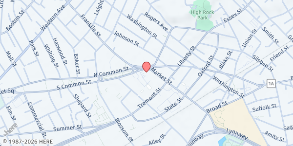 Map showing Lynn Community Fridge at 16 City Hall Square, Lynn, MA