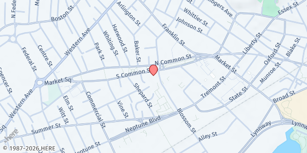 Map showing St. Stephen's Memorial Episcopal Church - Food Pantry at 74 South Common Street, Lynn, MA