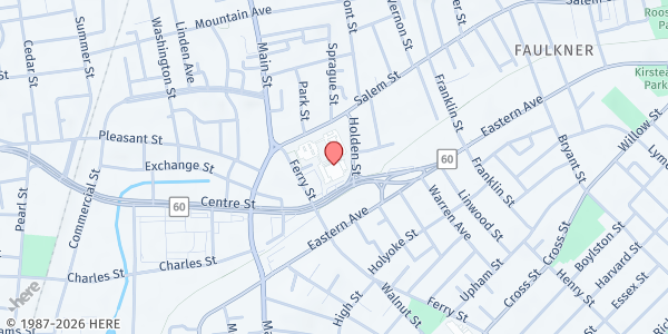 Map showing Bread of Life - 77 Salem Street at 77 Salem Street, Malden, MA