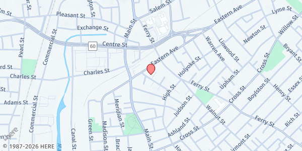 Map showing Emmanuel Baptist Church at 20 Hillside Avenue, Malden, MA