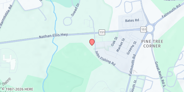 Map showing USCC/Christ the King at 5 Jobs Fishing Rd, Mashpee, MA