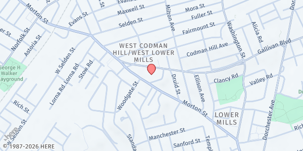 Map showing Shaw-Taylor School Upper Campus at 1060 Morton Street, Mattapan, MA