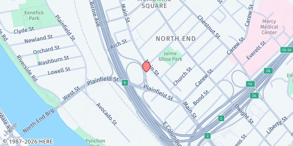 Map showing Open Pantry Community Services Emergency Food Pantry at 2460 Main Street, Memorial Square, MA