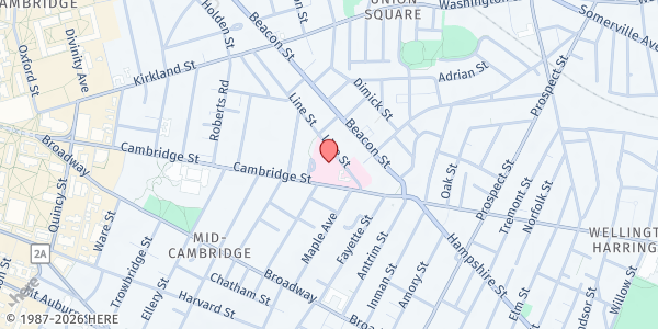 Map showing ZINBERG CLINIC at 1493 Cambridge Street, Mid-Cambridge, MA