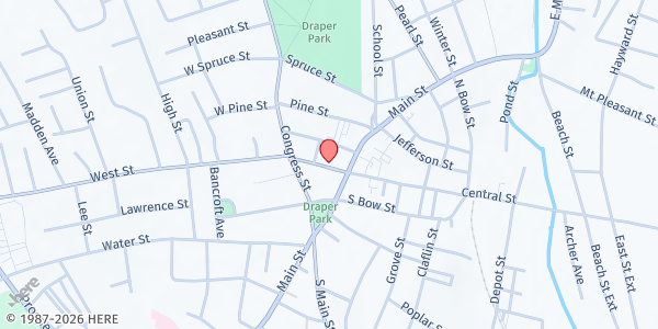 Map showing Daily Bread Food Pantry at 21 Exchange Street, Milford, MA