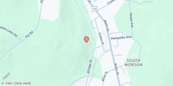 Map showing Monson Community Cupboard at 24 Green St., Monson, MA