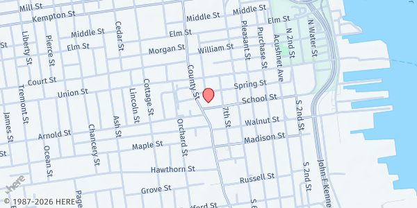 Map showing Grace Episcopal Church at 133 School St, New Bedford, MA