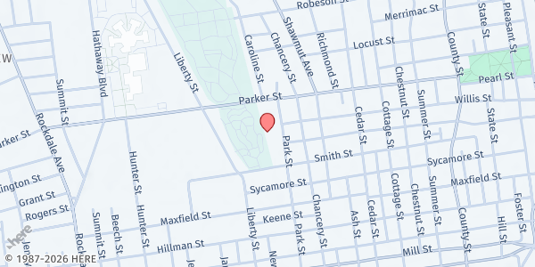Map showing PACE food bank at 477 Park St, New Bedford, MA