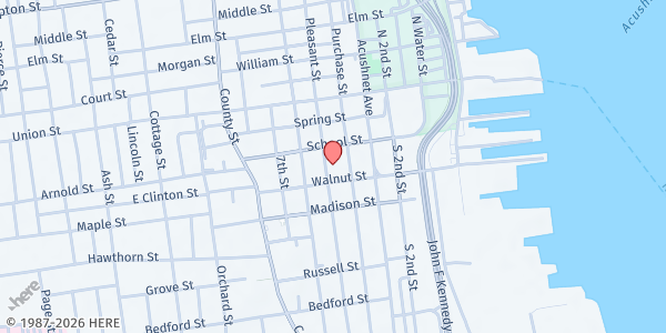 Map showing Salvation Army/New Bedford Pantry and Meals Program at 619 Purchase St., New Bedford, MA