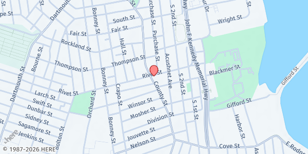 Map showing St Martin's Episcopal Church at 136 Rivet St, New Bedford, MA