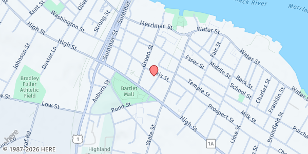 Map showing St. Basils Ministry at 7 Harris Street, Newburyport, MA