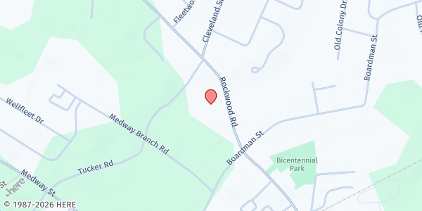 Map showing Emmanuel Baptist Church at 63 Rockwood Road, Norfolk, MA