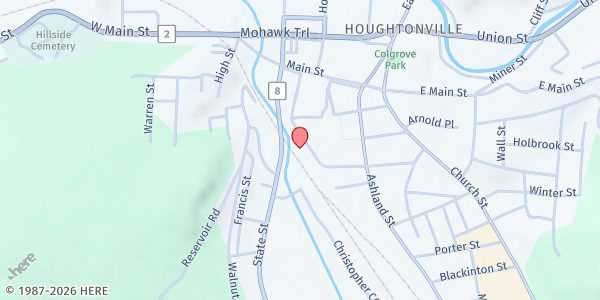Map showing Brien Center Mobile Food Bank at 124 American Legion Drive, North Adams, MA