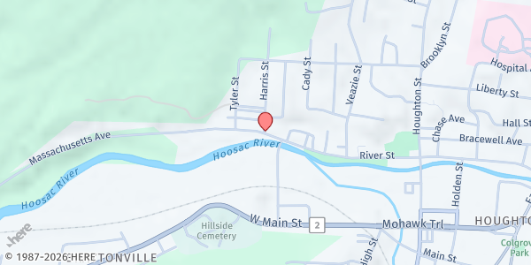 Map showing The Salvation Army North Adams Corps Gateway New Life Center Pantry at 393 River Street, North Adams, MA