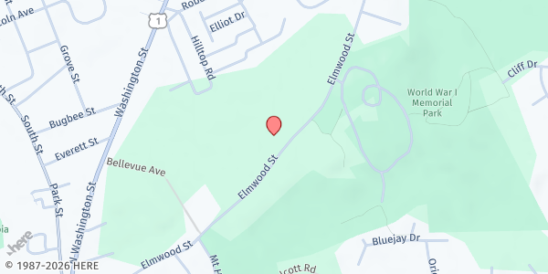 Map showing Hockomock Area YMCA at 300 Elmwood Street, North Attleboro, MA