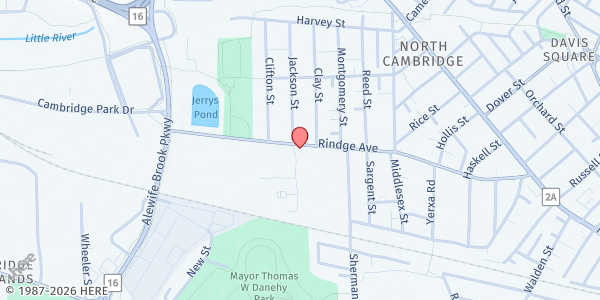 Map showing CEOC Food Pantry North Cambridge at 266 A Rindge Avenue, North Cambridge, MA