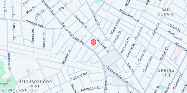 Map showing Helping Hand Food Pantry/St. James Episcopal Church at 1991 Massachusetts Avenue, North Cambridge, MA