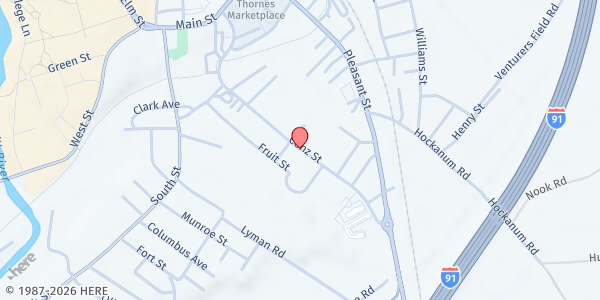 Map showing Northampton Brown Bag at 67 Conz Street, Northampton, MA