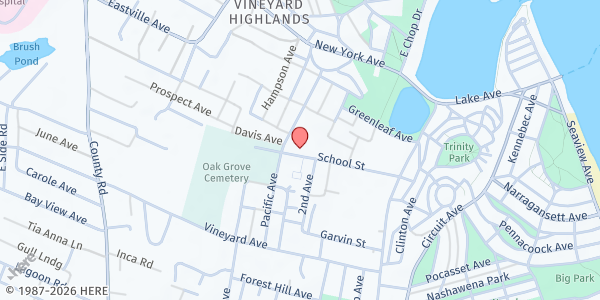 Map showing Good Shepherd Parish Backpack at 55 School St, Oak Bluffs, MA