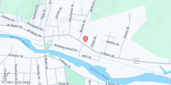 Map showing Orange Brown Bag at 19 Congress Ave, Orange, MA