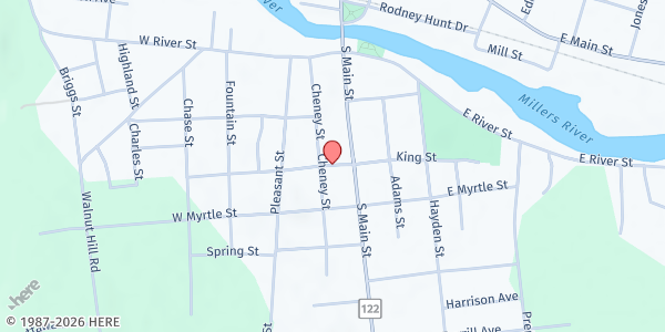 Map showing St. Mary's Church St. Vincent de Paul at 19 Congress Street, Orange, MA