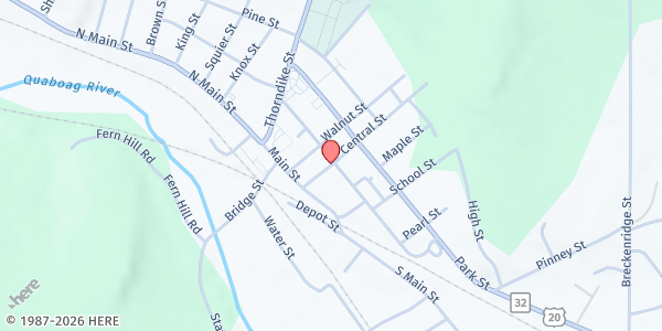 Map showing Palmer Brown Bag at 1029 Central Street, Palmer, MA