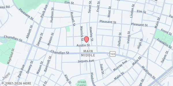 Map showing The Mustard Seed at 93 Piedmont Street, Piedmont, MA
