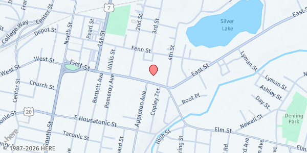 Map showing Berkshire Dream Center Mobile Market Providence Court at 379 East St, Pittsfield, MA