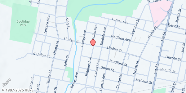 Map showing Christian Center of Pittsfield at 193 Robbins Avenue, Pittsfield, MA