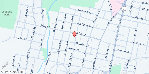 Map showing Community ReStart at 213-B Francis Ave, Pittsfield, MA