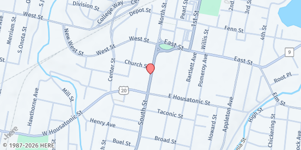 Map showing Pittsfield Food Pantry St. Joseph's Kitchen at 110 South St., Pittsfield, MA