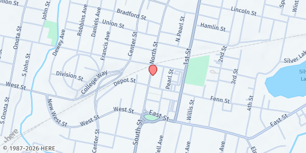 Map showing Veterans Outreach Center - Food Distribution Center at 152 North St, Pittsfield, MA