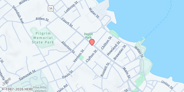 Map showing Church of St. Peter at 86 Court St, Plymouth, MA