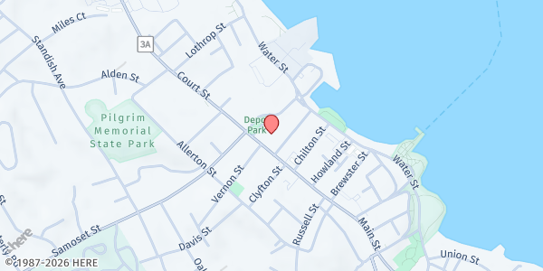 Map showing New Hope Chapel at 89 Court St, Plymouth, MA