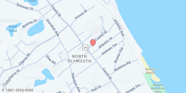 Map showing Plymouth WIC Program - Food Distribution Center at 5 Castle St, Plymouth, MA