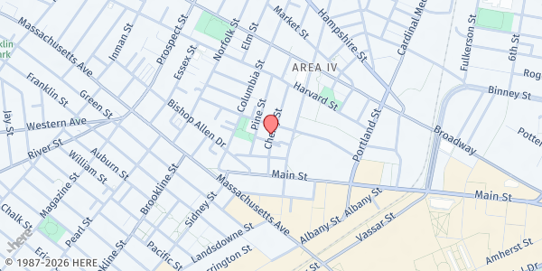 Map showing Margaret Fuller House at 71 Cherry Street, The Port, MA