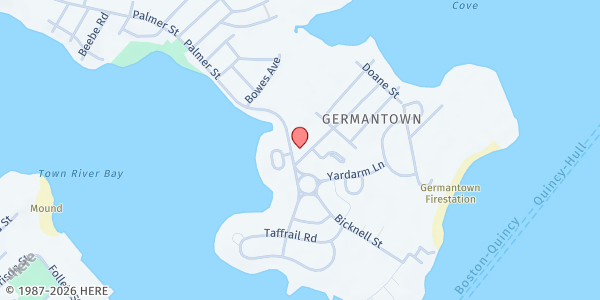 Map showing YMCA/Germantown Neighborhood Food Pantry at 366 Palmer Street, Quincy, MA