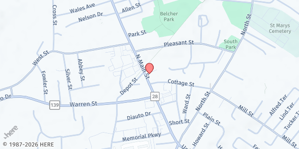Map showing Destiny Molders Church at 247 North Main Street, Randolph, MA