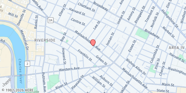 Map showing Faith Kitchen at 838 Massachusetts Avenue, Riverside, MA