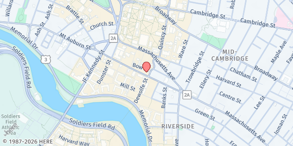 Map showing Fridge in the Square at 45 Mount Auburn Street, Riverside, MA