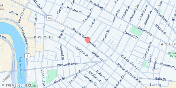 Map showing St. Peter's Church - Central Square at 838 Massachusetts Avenue, Riverside, MA